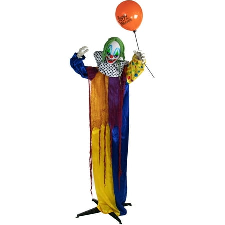 Haunted Hill Farm 69-in. Animatronic Clown  Indoor/Outdoor Halloween Décor  Multi-Color  1.2 lbs.