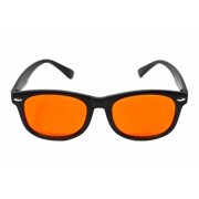 DefenderShield Kids Blue Light Blocking Glasses - 99% Shielding, Black Frame Orange Lens