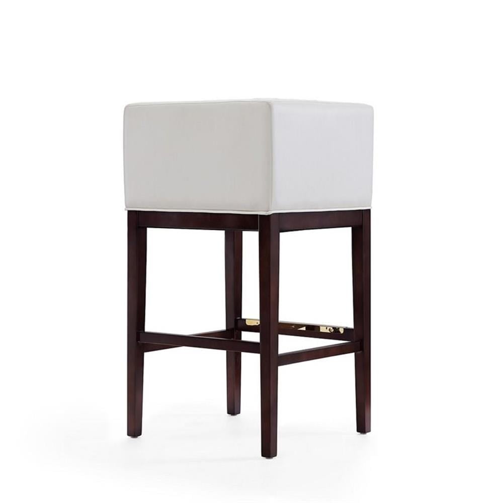 Manhattan Comfort Kingsley 30" Faux Leather Barstool in Ivory (Set of 3)