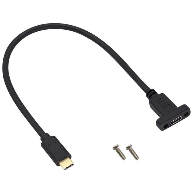 Cable adaptador USB tipo C 3.1 para montaje en panel AAOTOKK de 0,3 m, negro