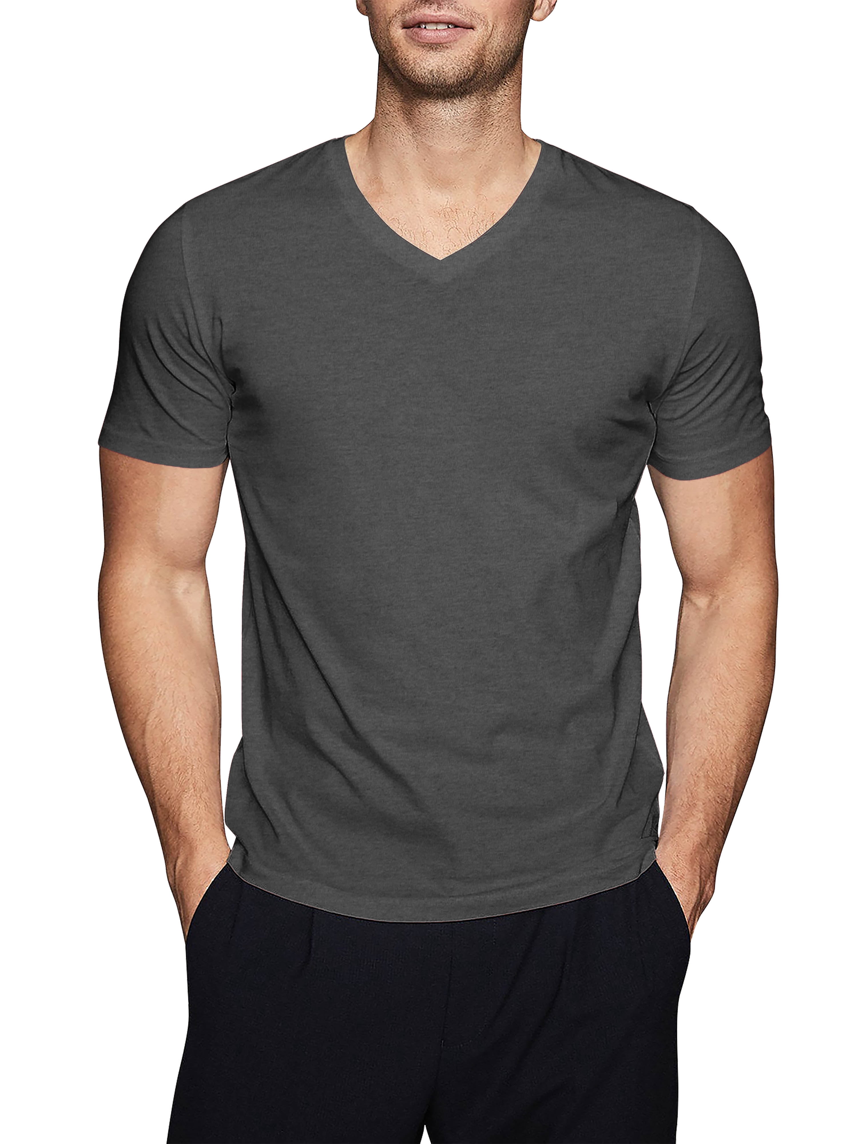 Ma Croix Men's Comfort Short Sleeve Cotton V Neck T-Shirts Plain Tee ...