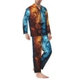 thumbnail image 2 of Yiaed Red And Blue Fire Lion Print Men’s Pajamas Set - Long Sleeve Button Down Sleep Shirt and Pajama Bottoms Sleepwear Set Mens Pjs Sets Men's Pajama Bottoms-Medium, 2 of 7