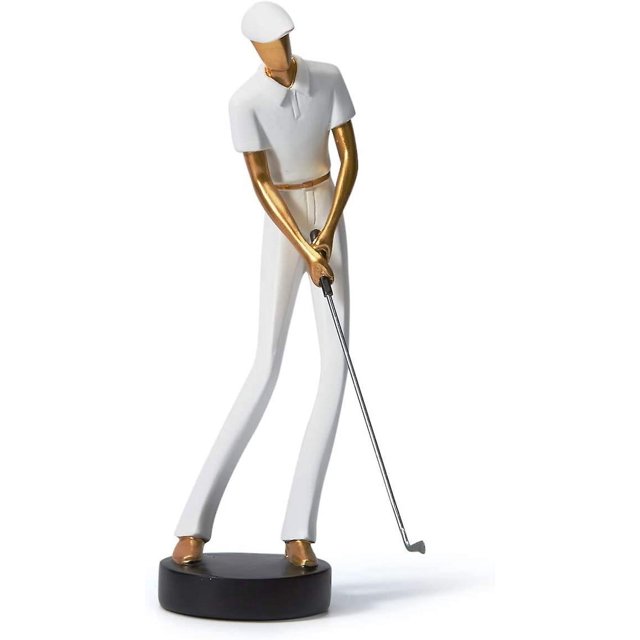 Estatua de golfista, decoración, escultura de golf, arte de resina, regalo, blanco, 24 cm