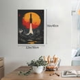 thumbnail image 2 of Kdxio Retro Space Rocket Launch Pattern Canvas Wall Art 12x16 Inches - Waterproof HD Print Solid Wood Frame for Living Room & Bathroom,Vertical, 2 of 8