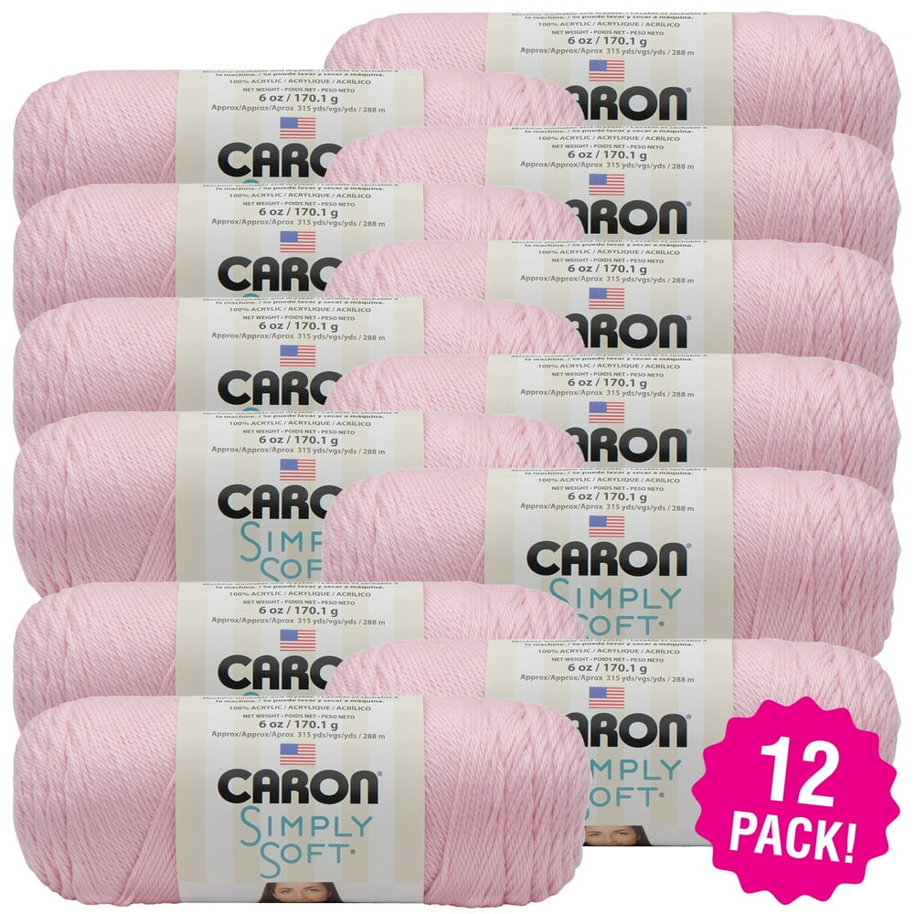 Caron Simply Soft Solids Yarn Soft Pink, Multipack of 12 Walmart