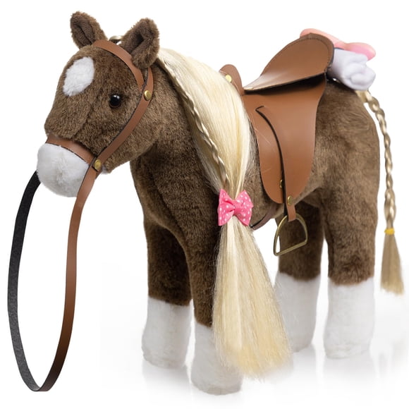 Peluche de peluche HollyHome Horse Pony para niñas, 28 cm