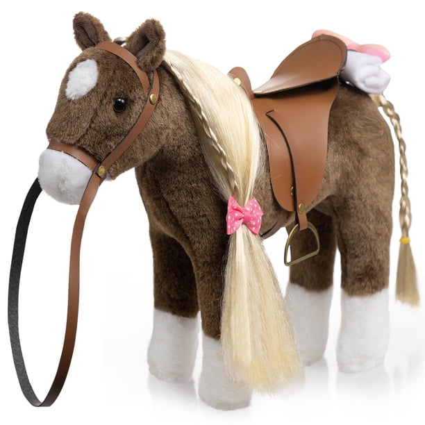 Peluche de peluche HollyHome Horse Pony para niñas, 28 cm
