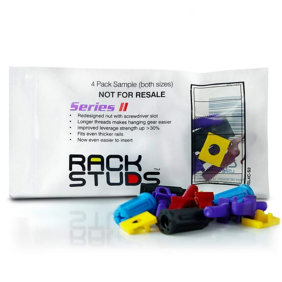 Rackstuds 4C Rack Mount Solution Series II – No More Cage Nuts! The Easiest and Safest Server Rack Solution in 19" Racks with Square Punched Vertical Rails. Sample Pack Cont