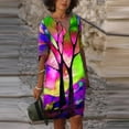 thumbnail image 2 of Vestido HUOGUO, de moda casual, con cuello en V, estampado holgado, para mujer, 2 of 3