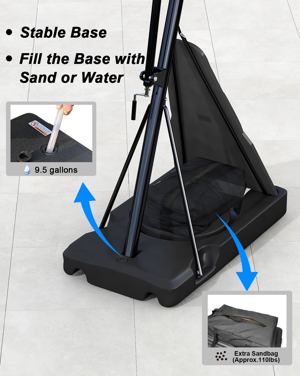 Cofiyard Basketball Hoop with 44” Shatterproof Backboard, 5.25-10FT Height Portable Basketball Hoop with Sandbag, Adjustable Basketball Goal System Outdoor