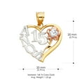 thumbnail image 3 of Ioka-14K Tri Color Gold Sweet 15 Years Quinceanera Heart Charm Pendant with 2.6mm Valentino Star Diamond Cut Chain Necklace - 20", 3 of 6