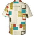 thumbnail image 2 of Mid Century Design Mens Hawaiian Shirt Short Sleeve Casual Button Up Tropical Summer Beach Shirt, 2 of 9