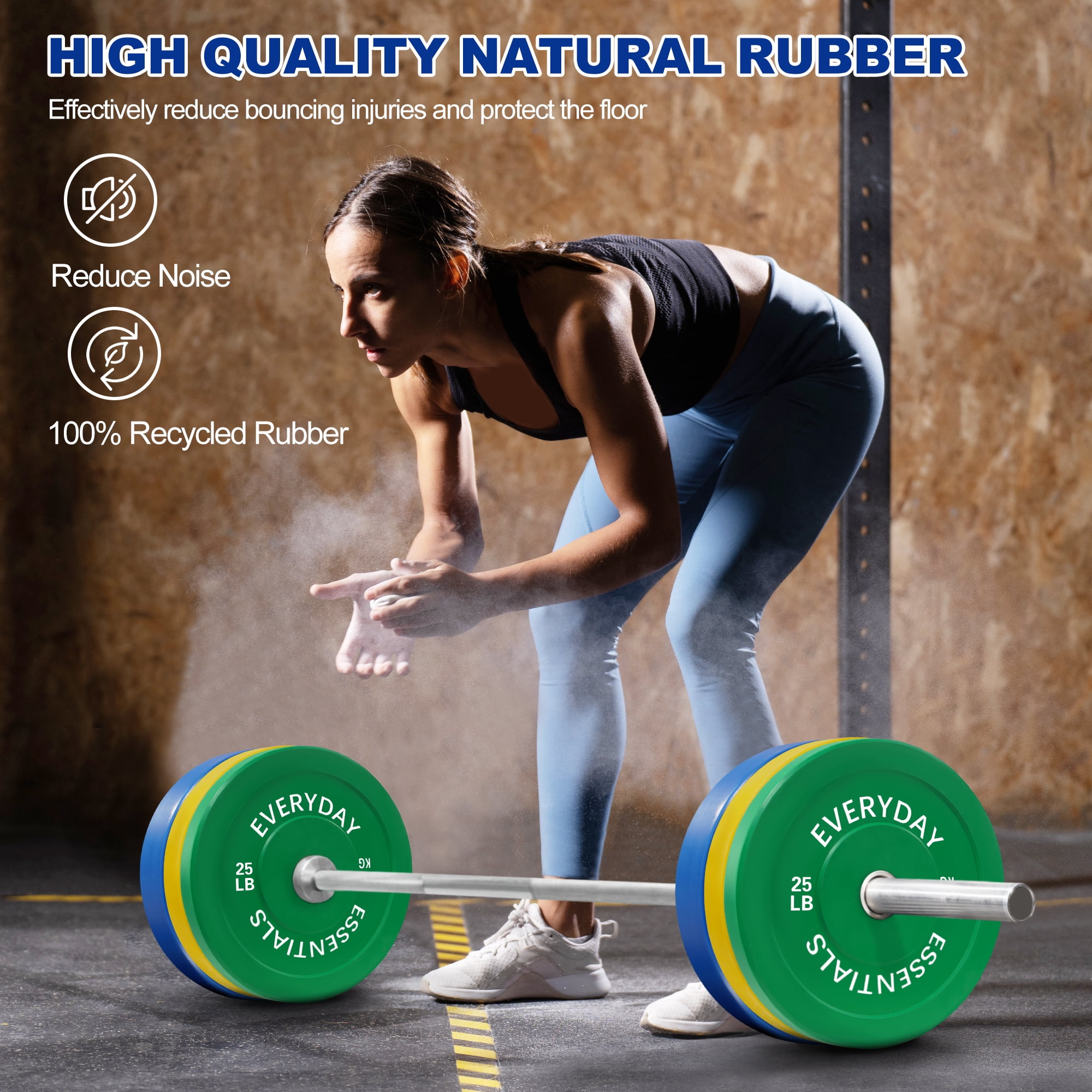 BalanceFrom Olympic Bumper Plate Weight Plate with Steel Hub, Colored, 210 lbs Set