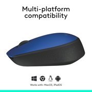 Logitech M170 Wireless Mouse for PC, Mac, Laptop, 2.4 GHz with USB Mini Receiver, Ambidextrous, Blue