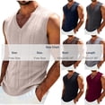 thumbnail image 3 of Ecqkame Mens Tank Tops Knitted Pit Stripe Slim Fit Textured Vest V-Neck Sleeveless Casual Lightweight Breathable Daily Versatile Tops Wine Free Size, 3 of 7