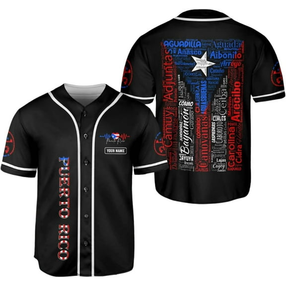 Personalized Puerto Rico Baseball Shirt,Customized Team Name Puerto Rican Baseball Jersey for Men,Women S-5XL (L)