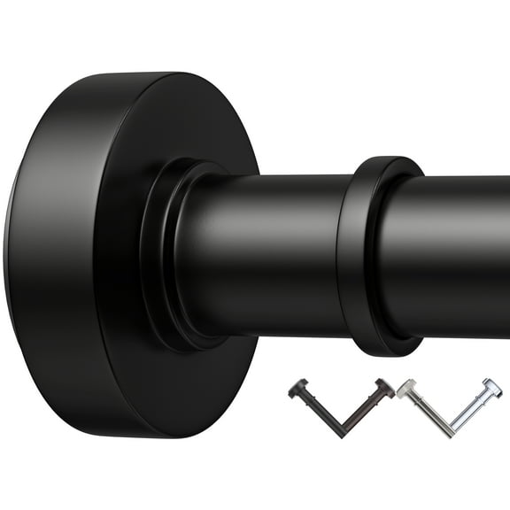 BloomFlower Black Shower Curtain Rod,43''-72'',Never Rust,Never Slip,No Drill,Matte,Adjustable Tension Metal Rod