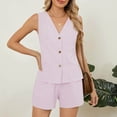 thumbnail image 5 of Bzhegqhd Women's Summer Two-piece Checkered Printed Casual Set with Matching Shorts Linen and Shorts, 5 of 8