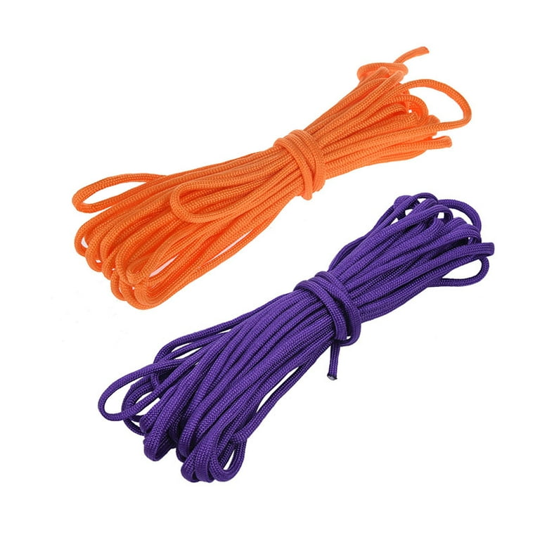 2 Pcs Paracord 550 Parachute Rope 7 Core Strand for Climbing Camping Buckle  Rope 25FT, Orange & Purple 