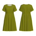 thumbnail image 5 of Defioc Olive Pattern Womens Summer Dresses Short Sleeve Sundress 2025 Beach Vacation Dresses with Pockets -Small, 5 of 6
