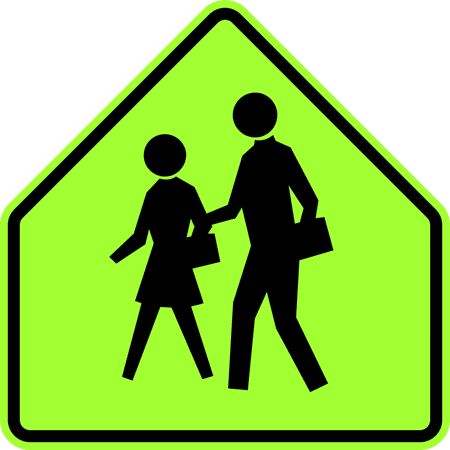 Pedestrian Crosswalk Sign - Traffic Signs - School (also used for pedestrian crosswalk near schools) since 2012 12 x 18 Peel-n-Stick Sign Street Weather Approved Sign