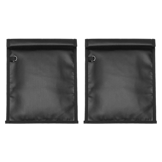 Uxcell 2 Pcs Faraday Bags, 13.4 x 8.0 Inch Phone Car Keys Fob Protector Faraday Bags Fireproof Waterproof Document Bag for NFC RFID GPS Sensor Key, Black