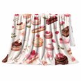 thumbnail image 2 of Sweet French Patisserie Cupcakes Roses Watercolor decorative motif, Playful Food Art Scene, Warm Flannel Blanket for Kitchen and Dining Room, Food Lovers Valentine's Day Gift, Playful Home Decor, 2 of 9