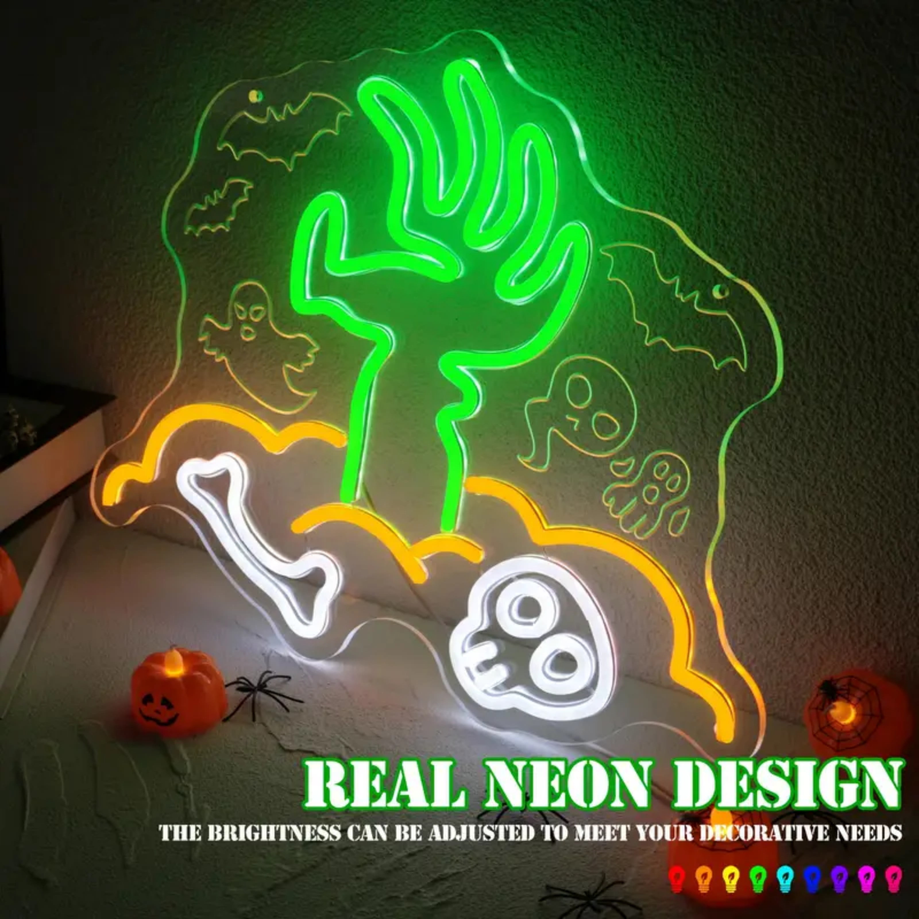 UPONRAY Tomb Neon Signs, 15.8"*12.6" Dimmable & USB-Powered LED Neon Light, Stylish Wall Decor for Halloween Party, Home, Bar, Shop, Haunted House