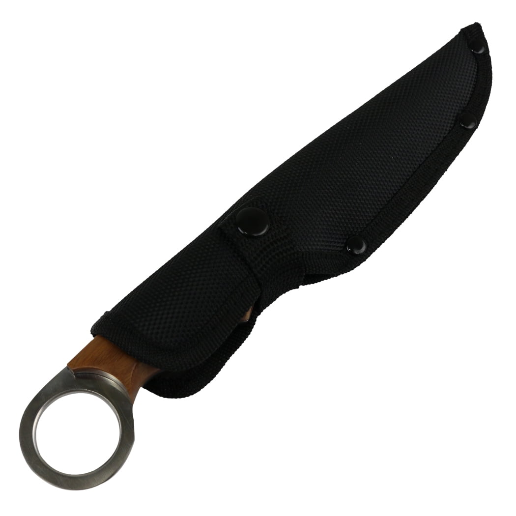 Hunt-Down 9.5" Full Tang Hunting Knife Fixed Blade Wood Handle Stainless Steel