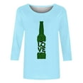 thumbnail image 4 of Pompotops T-Shirt d'Été Décontracté pour Femmes Imprimé Bière Col Rond Manches 3/4 Ample en Solde, 4 of 5