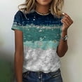 thumbnail image 2 of Dyegold Womens Summer Casual T-Shirts Round Neck Floral Printed Short Sleeve Graphic Tee Tops Loose Fitting Comfy Tunic Tops, 2 of 5