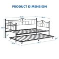 thumbnail image 6 of FOLDLIFE Twin Daybed with Trundle, Modern Pull Out Day Bed Frame with Vintage Heart-Shaped Headboard, Metal Daybed with Sturdy Slat Support,for Small Spaces, Living Room, Guest Room,Black, 6 of 7