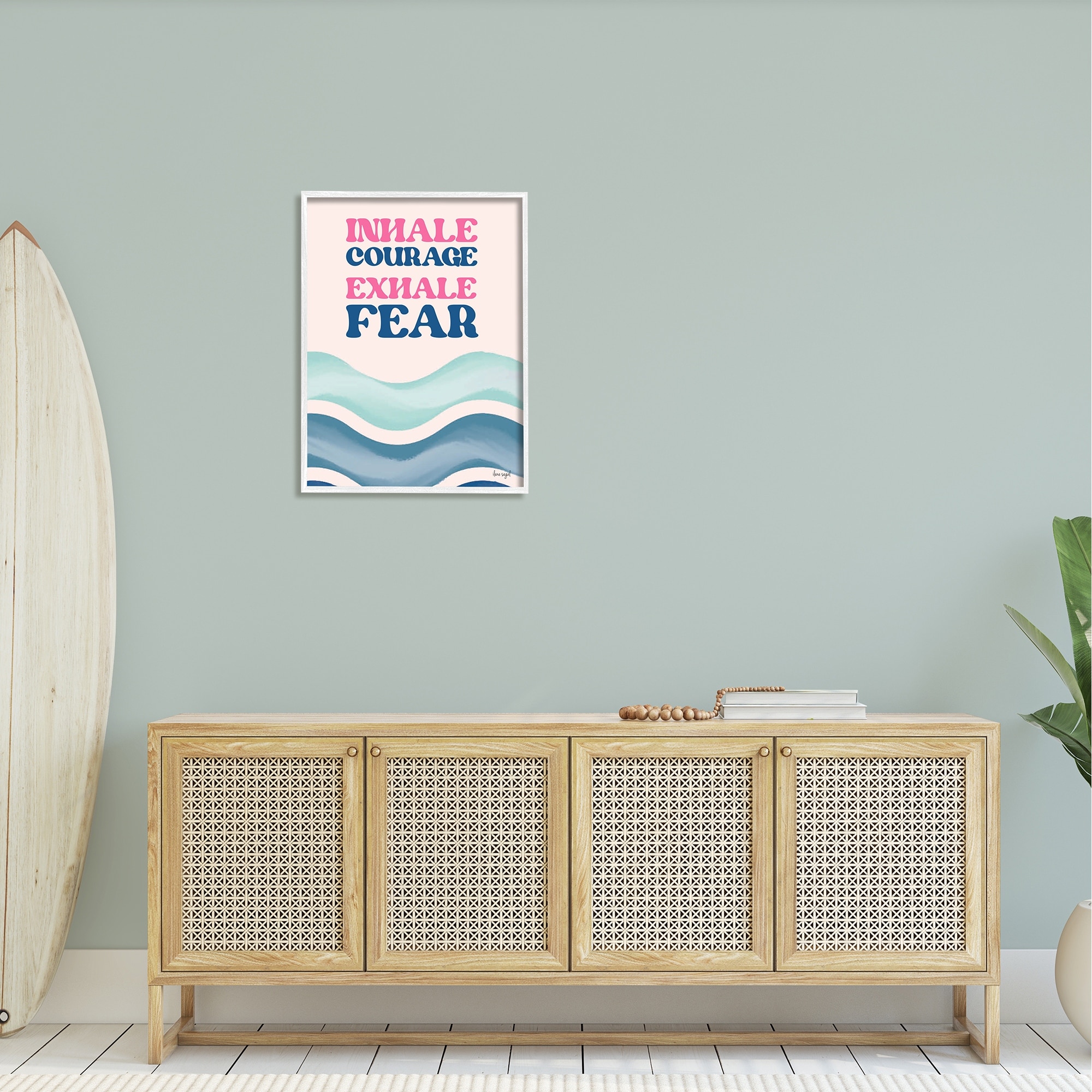 Stupell Industries Inhale Courage Exhale Fear Motivational Typography Sentiment Graphic Art White Framed Art Print Wall Art, Design by Ilene Segal