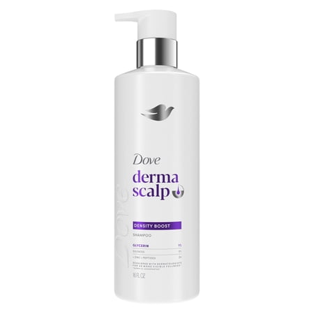 Dove Derma Scalp Density Boost Shampoo with Glycerin, Sulfates and Zinc + Peptides for Hair Loss and Breakage, 16 fl oz 1 Count
