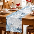 thumbnail image 5 of Blue Beige Coastal Table Runner 70 Inches, Grey Navy Blue Coral Starfish Nautical Bed Runner Dresser Scarves Tabletop for Indoor Outdoor Parties/Ceremony/Banquet, 13" x 70", 5 of 9