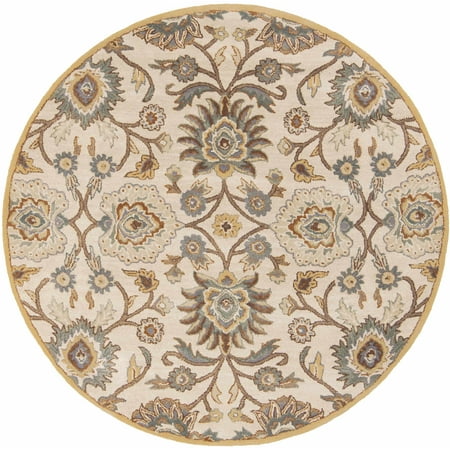 BoutiqueRugs Stoystown Traditional Area Rug - Dark Brown, Medium Brown, Lavender - 4' Round