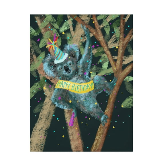 Canvas Wall Art - Christine Rotolo 'Koala Birthday' Wall Art for Living Room, Bedroom, or Office Décor by Trademark Fine Art - 14 x 19 Inches