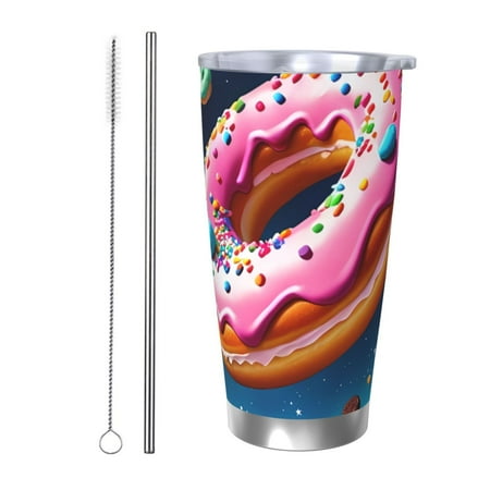 

Fuzoiu Starry Sky Pine Tree Donut Print 20oz Tumbler Stainless Steel Vacuum Insulated Car Cup Insulated Coffee Mug Travel Mug with Lid Thermal Cup for Outdoor-Straw Two-piece Set