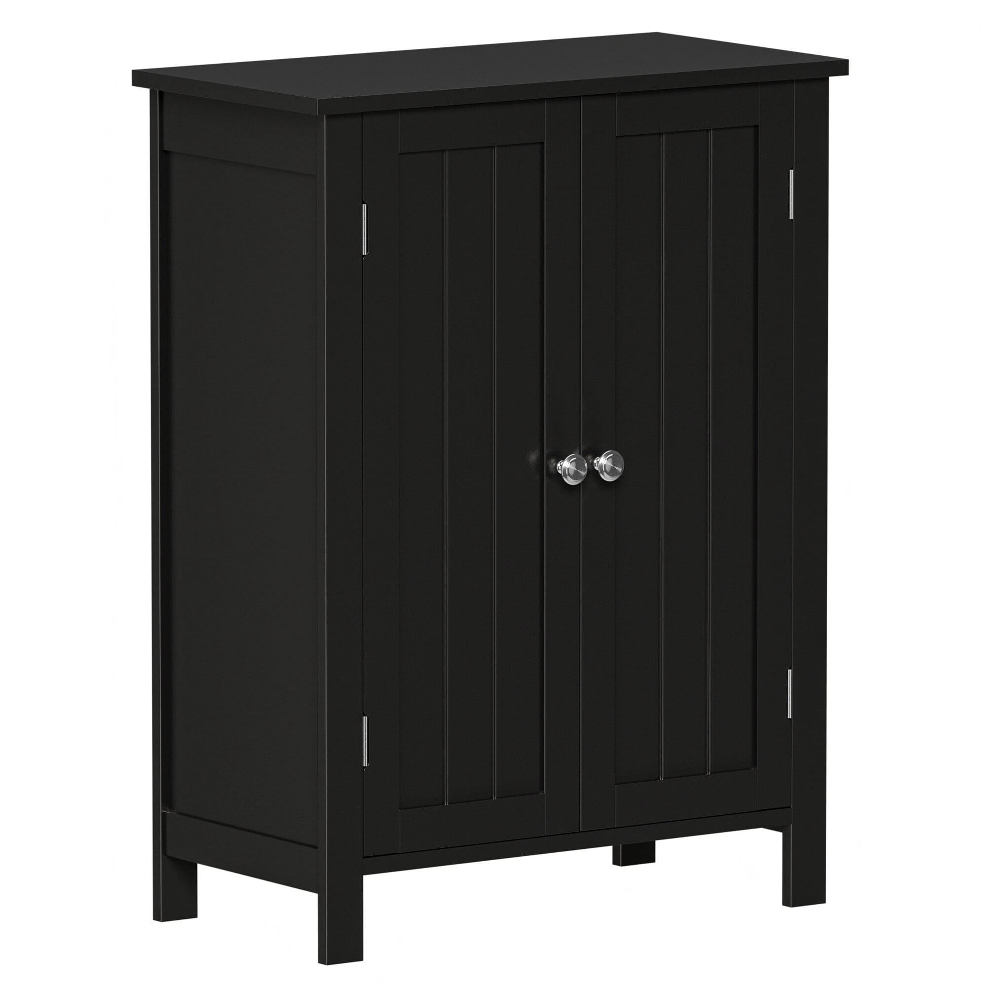 ZENY Wooden 2 Door Bathroom Cabinet Storage with 3 Shelves Free Standing, Black