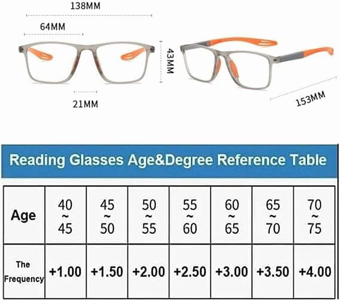 Sports Color-Changing Multi-Focal Reading Glasses, Anti-Blue Light Presbyopia Glasses