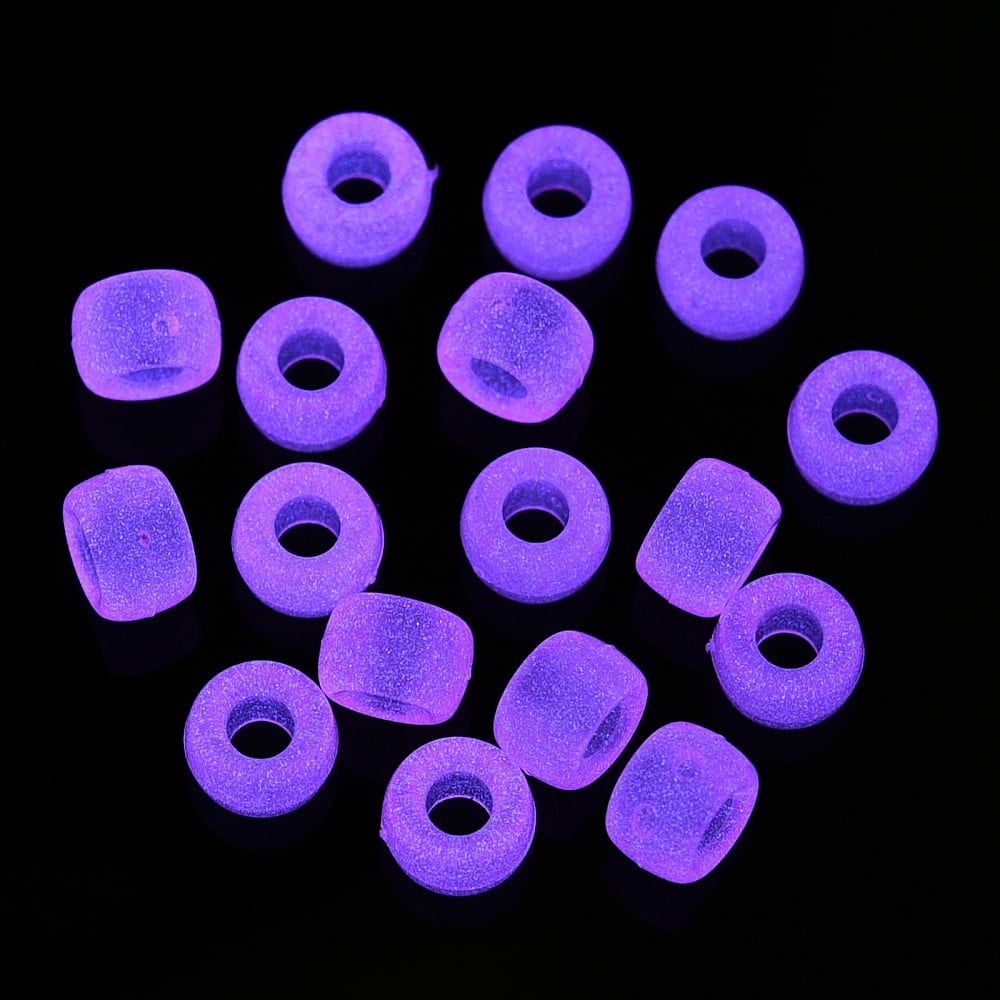 Transparent & Luminous Plastic Beads Frosted Crow Beads Pony Beads Glow in the Dark Barrel Deep Pink 9x6mm Hole: 3.8mm about 1900pcs/500g