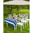 thumbnail image 4 of Outdoor Tablecloth with Umbrella Hole and Zipper 60 x 120 Inch Summer Lemon Flowers Leaves Blue White Stripes Table Cover for Rectangular Tables Tabletop Collection for Patio Garden Picnic Camping, 4 of 6