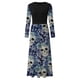 thumbnail image 5 of Vestido de patchwork con cuello redondo y manga larga estampado a la moda para mujer Pompotops  hdfakjf4767, 5 of 5