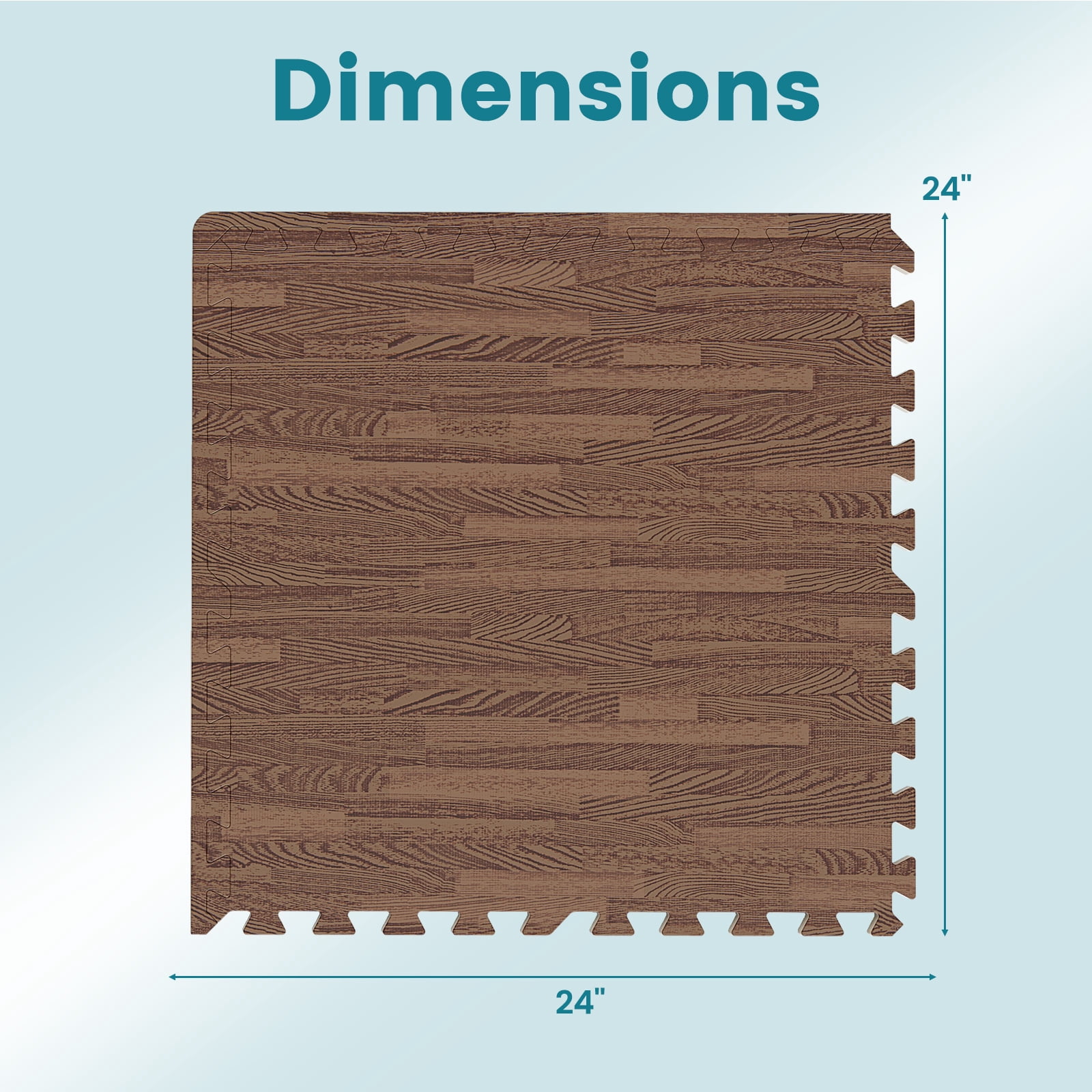 Gymax 100 Sq. Ft. Wood Grain Puzzle Mats 25-Pack EVA Foam Interlocking Floor Tiles Brown