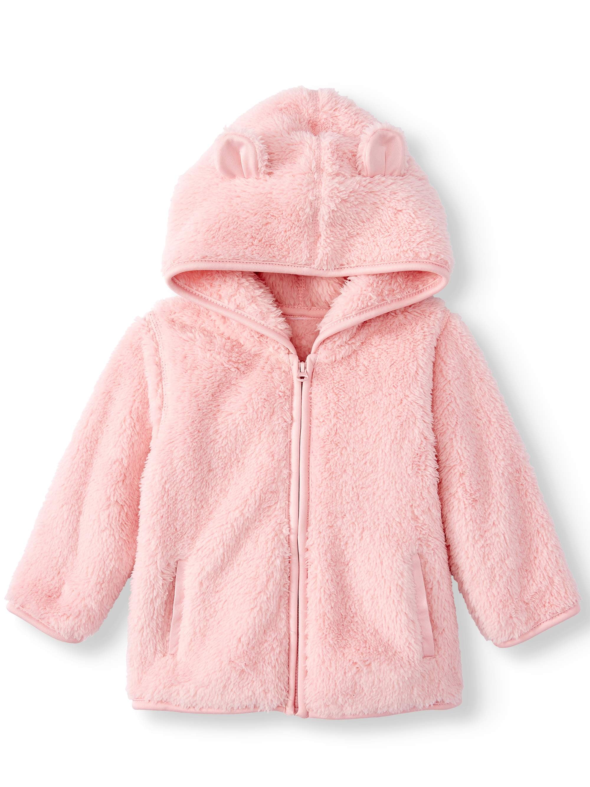Wonder Nation Wonder Nation Baby Girl Furry Fleece Hoodie Walmart