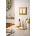 thumbnail image 6 of Rio Salto Signature Collection Real Brass Double Rocker Wall Plates, 2-Gang 5" x 4.94" Metal Light Switch Plate, Decorative Wall Plates, Premium Brushed Brass MIDSIZE Heavy-Gauge Wall Plates 2-Pack, 6 of 9