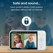 Babysense Prisma Baby Monitor with Camera and Audio, 5” HD Video Baby Monitor, 6-Color Night Light, Split Screen, Baby Sound Machine with White Noise & Lullabies, Secure No Wifi