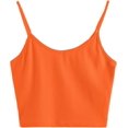 thumbnail image 1 of playera corta de punto acanalado sin mangas con cuello en V para mujer Naranja M Naranja M Xishao ropa, 1 of 2