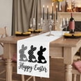 thumbnail image 2 of Happy Easter Rabbits Table Runner, Black Plaid Polka Dots Rabbits Spring Washable Cotton Linen Table Runners 60 Inches Long, Dresser Scarf Runner for Coffee/TV Stands/Kitchen/Cabinets 13''x60'', 2 of 9