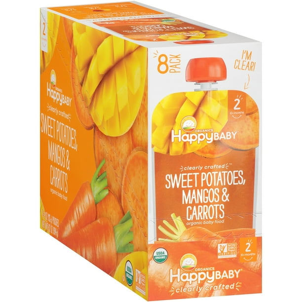 (8 Pouches) Happy Baby Organics Clearly Crafted Baby Food, Sweet